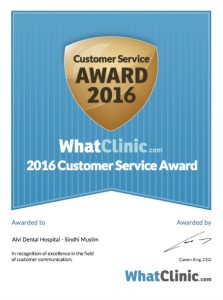 WhatClinic award for Alvi Dental